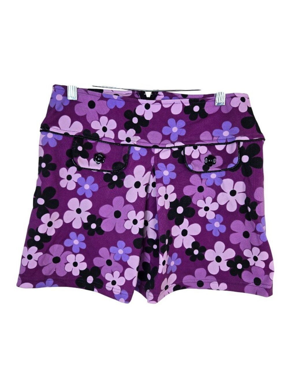 Vintage 90s Zoey Purple Floral Mini Skirt Womens S Flower Power Retro